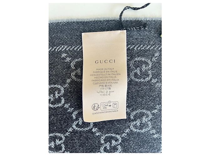 Gucci Wendeschal GG Monogramm Grau Wolle - Ansicht 5