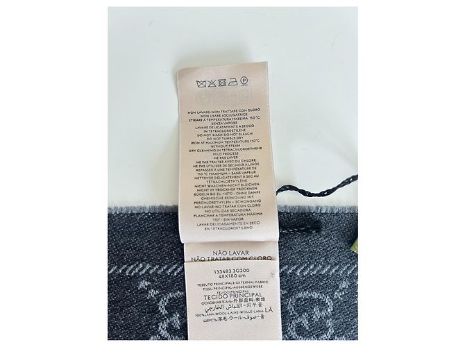 Gucci Wendeschal GG Monogramm Grau Wolle - Ansicht 6