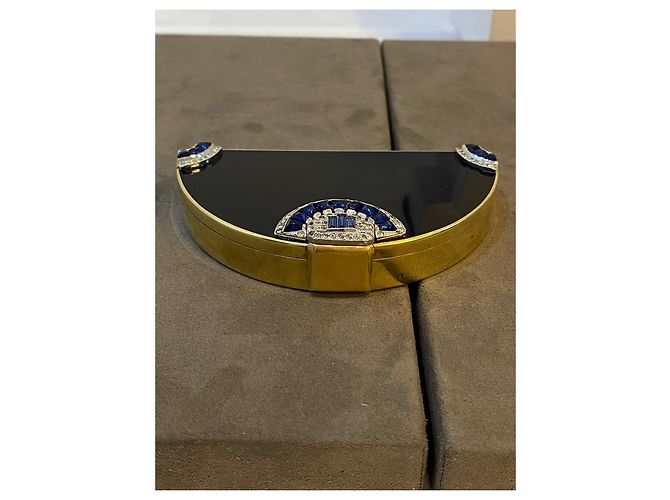 Autre Marque Kompaktpuder mit Edelsteinen schwarz Metall - Ansicht 2