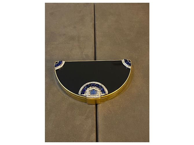 Autre Marque Kompaktpuder mit Edelsteinen schwarz Metall - Ansicht 5