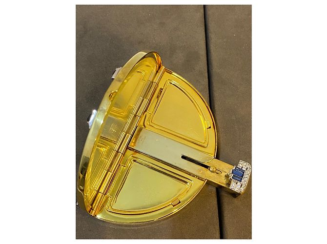 Autre Marque Kompaktpuder mit Edelsteinen schwarz Metall - Ansicht 7