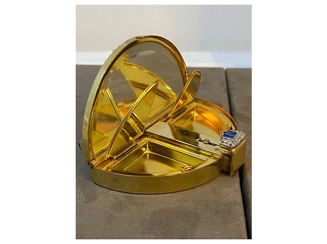 Autre Marque Kompaktpuder mit Edelsteinen schwarz Metall - Ansicht 8