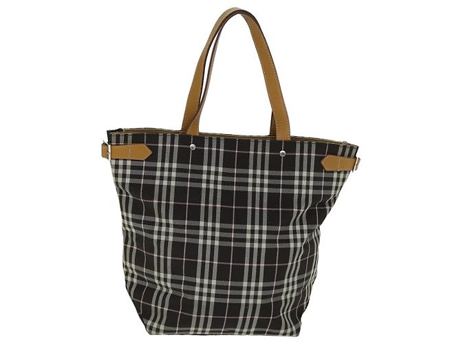 Borsa tote in nylon marrone Burberry Nova Check Blue Label Auth bs15120 - vista 13