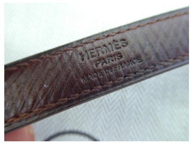 Tracolla Hermès per borsa Hermès Kelly in pelle Barénia, nuova, mai usata. Marrone - vista 6