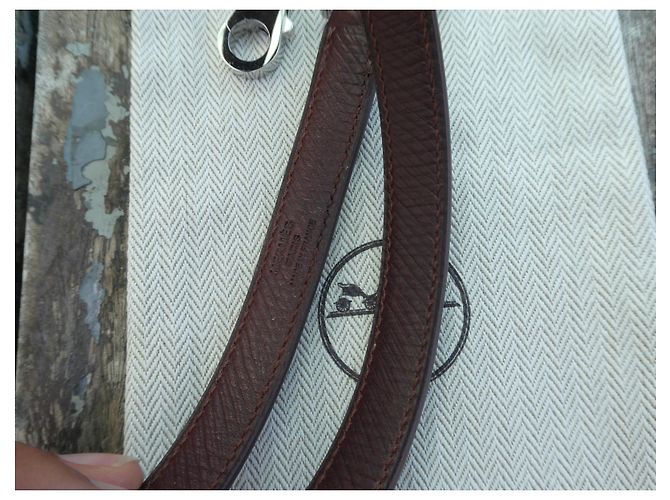 Tracolla Hermès per borsa Hermès Kelly in pelle Barénia, nuova, mai usata. Marrone - vista 7