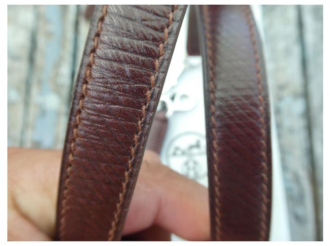 Tracolla Hermès per borsa Hermès Kelly in pelle Barénia, nuova, mai usata. Marrone - vista 8
