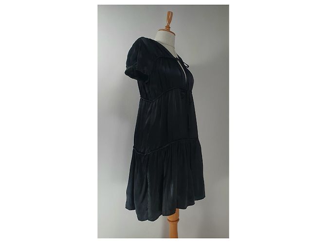 Autre Marque Abito in seta nera Rabens Saloner Nero - vista 3