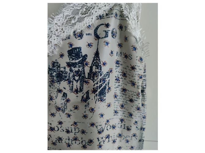 Abito Galliano Liberty Gazette in seta beige e blu - vista 5