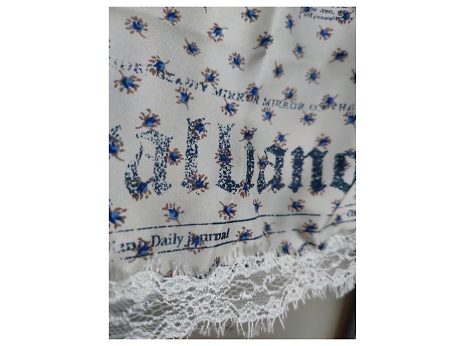 Abito Galliano Liberty Gazette in seta beige e blu - vista 6