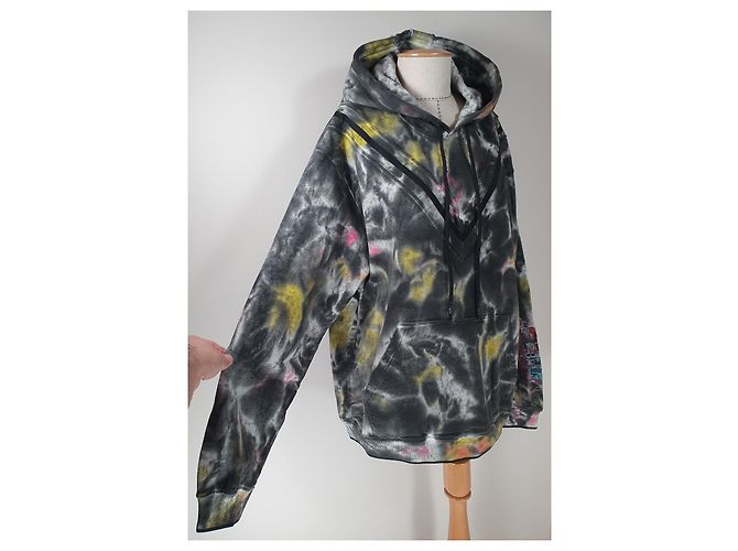 Alexander McQueen Tie Dye Varsity Hoodie Schwarz Baumwolle Mehrfarben - Ansicht 3
