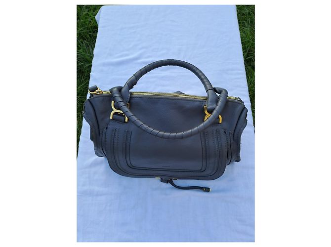 Borsa Chloé Marcie XL in pelle grigia Grigio - vista 15