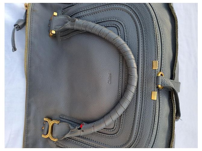 Borsa Chloé Marcie XL in pelle grigia Grigio - vista 16