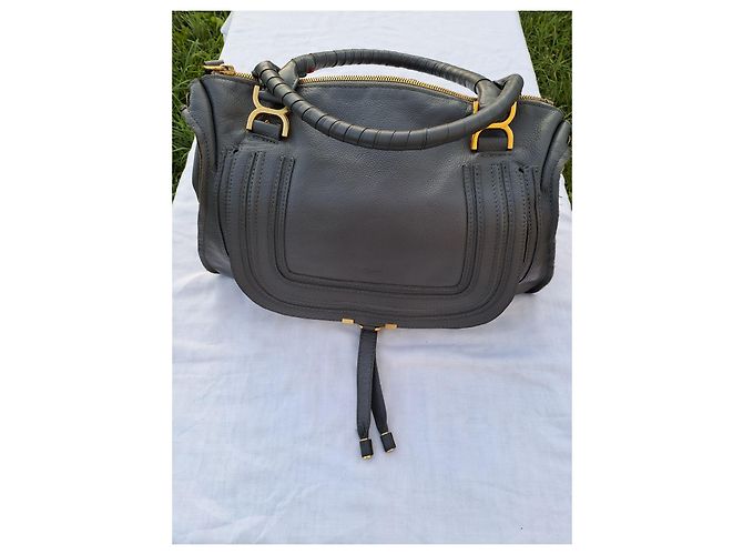 Borsa Chloé Marcie XL in pelle grigia Grigio - vista 17