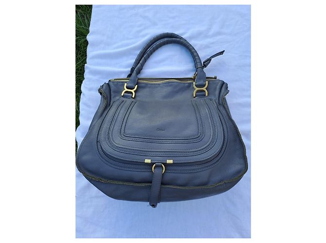 Borsa Chloé Marcie XL in pelle grigia Grigio - vista 2