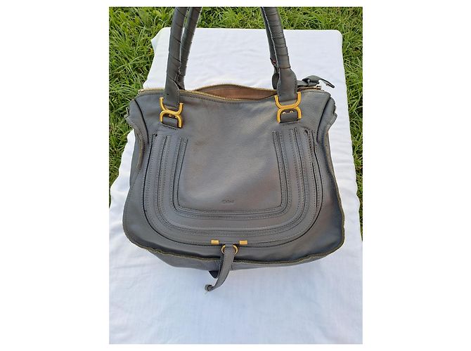 Borsa Chloé Marcie XL in pelle grigia Grigio - vista 4