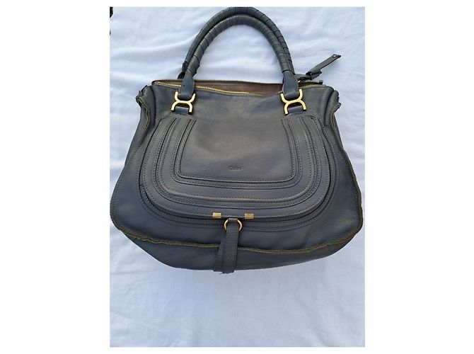 Borsa Chloé Marcie XL in pelle grigia Grigio - vista 5