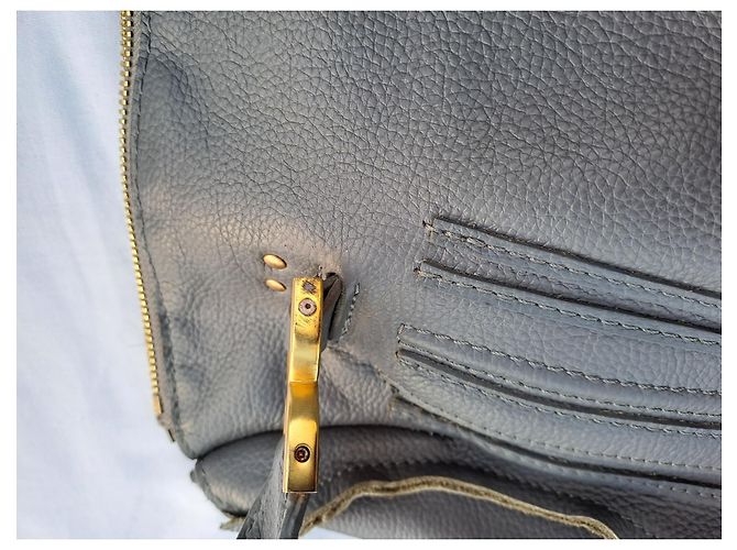 Borsa Chloé Marcie XL in pelle grigia Grigio - vista 7