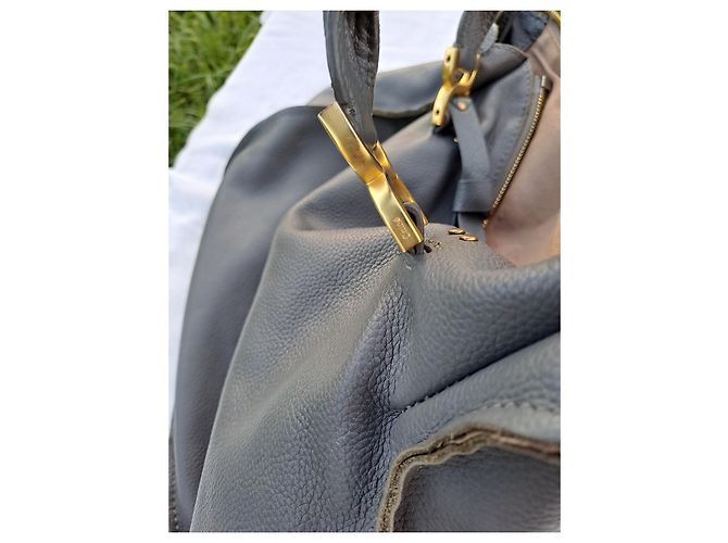 Borsa Chloé Marcie XL in pelle grigia Grigio - vista 9