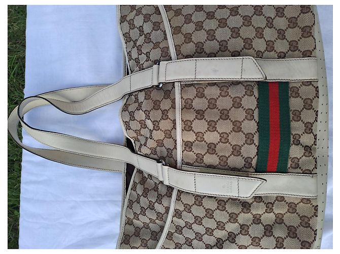 Borsa Tote Gucci Marrone in Tela e Pelle - vista 12