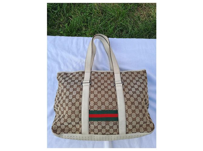 Borsa Tote Gucci Marrone in Tela e Pelle - vista 5