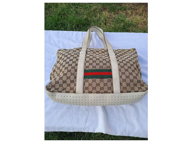 Borsa Tote Gucci Marrone in Tela e Pelle - vista 9