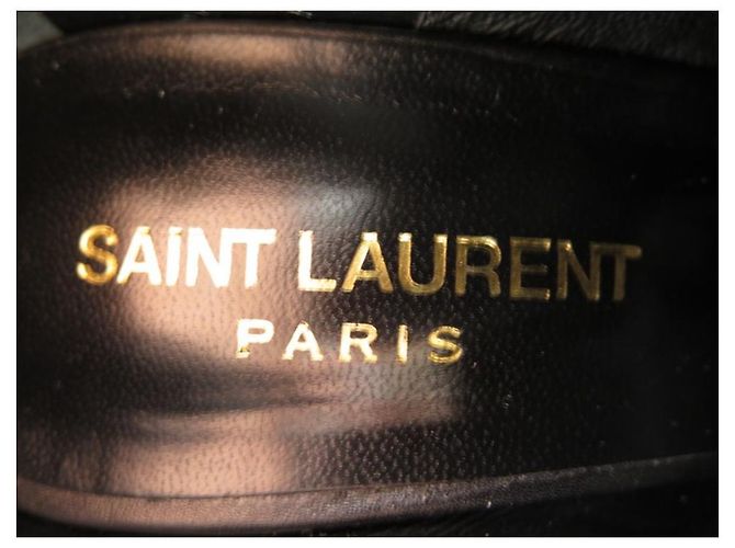 NOVE SCARPE SAINT LAURENT 328637 OXFORD CON TACCO 38 IN PELLE E VELLUTO NERO - vista 9