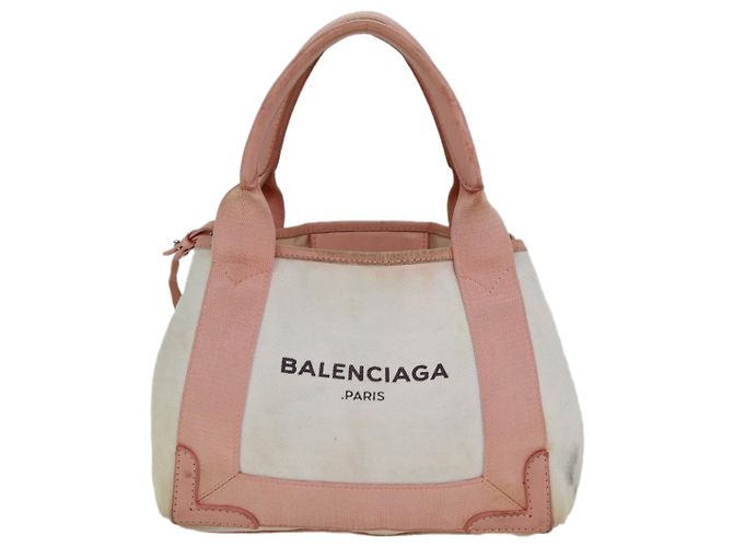 BALENCIAGA Borsa Cabas XS in tela blu navy rosa Auth ep4480 - vista 13