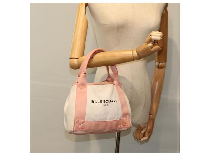 BALENCIAGA Borsa Cabas XS in tela blu navy rosa Auth ep4480 - vista 22