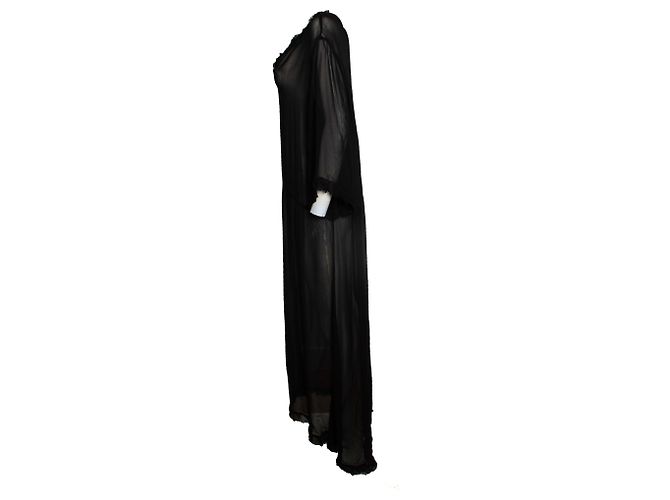 Autre Marque ME369, abito kaftan trasparente in nero - vista 2