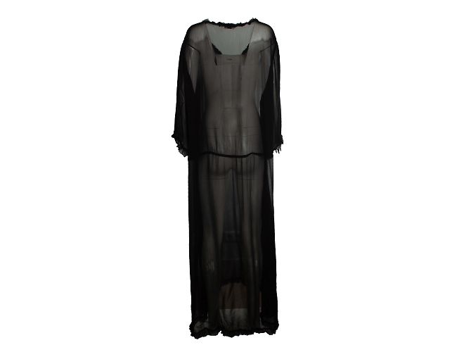 Autre Marque ME369, abito kaftan trasparente in nero - vista 3