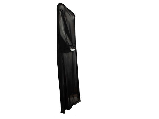 Autre Marque ME369, abito kaftan trasparente in nero - vista 4