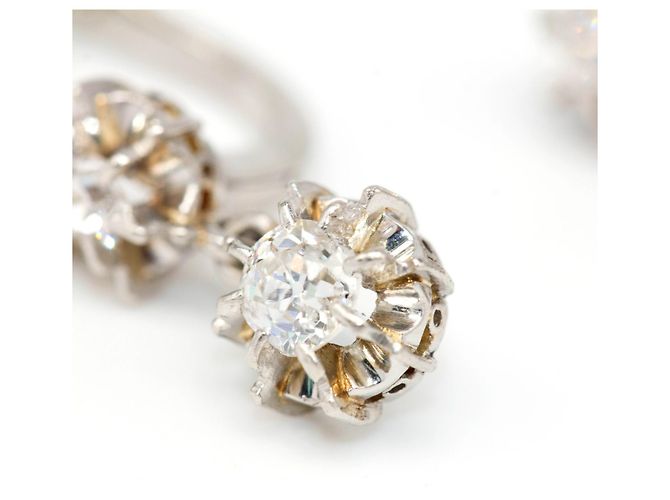Autre Marque Orecchini del XIX secolo in platino e diamanti. Seconda mano Grigio - vista 3