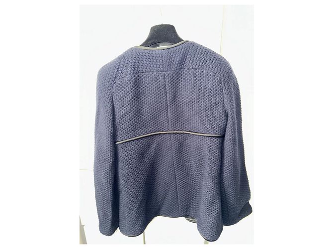 Abrigo Chanel de lana azul marino - vista 3