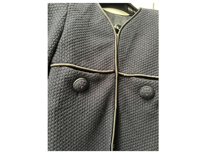 Abrigo Chanel de lana azul marino - vista 7
