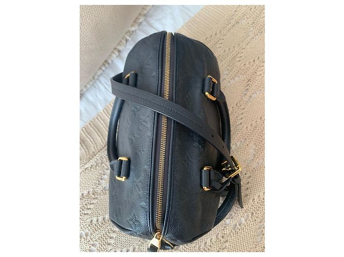 Louis Vuitton Speedy Lederprägung Marineblau - Ansicht 3