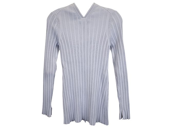 Cardigã de zíper em malha canelada Proenza Schouler White Label em algodão azul claro - vista 2