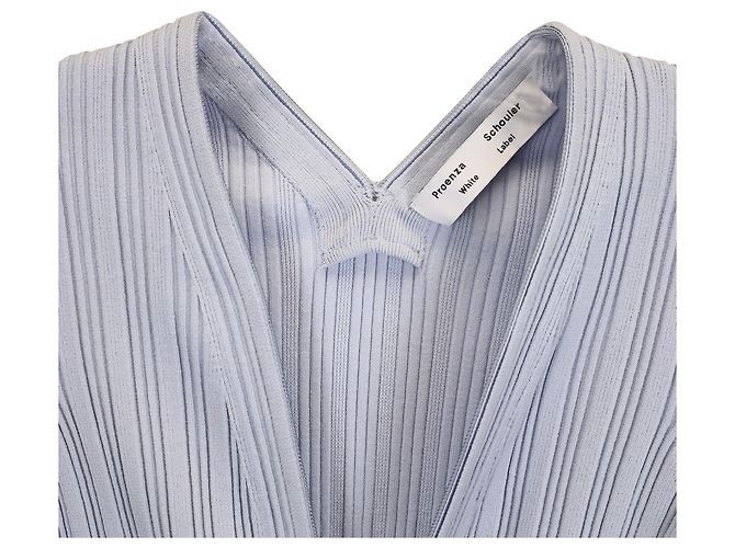 Cardigã de zíper em malha canelada Proenza Schouler White Label em algodão azul claro - vista 3