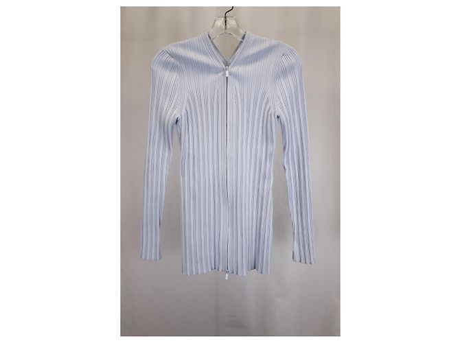 Cardigã de zíper em malha canelada Proenza Schouler White Label em algodão azul claro - vista 4