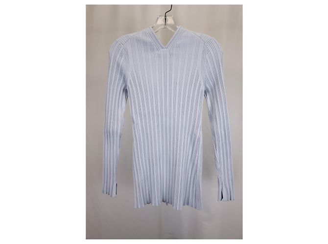 Cardigã de zíper em malha canelada Proenza Schouler White Label em algodão azul claro - vista 5