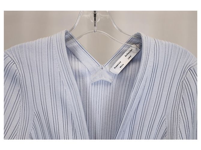 Cardigã de zíper em malha canelada Proenza Schouler White Label em algodão azul claro - vista 6