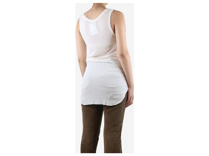 Ann Demeulemeester Top sin mangas de canalé blanco con estampado - talla UK 12 - vista 2