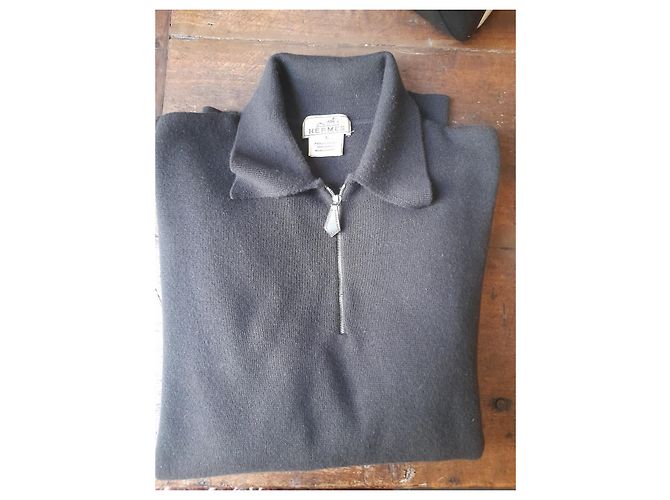 Hermès Pulôver de manga longa em cashmere com colarinho de caminhoneiro Preto - vista 2