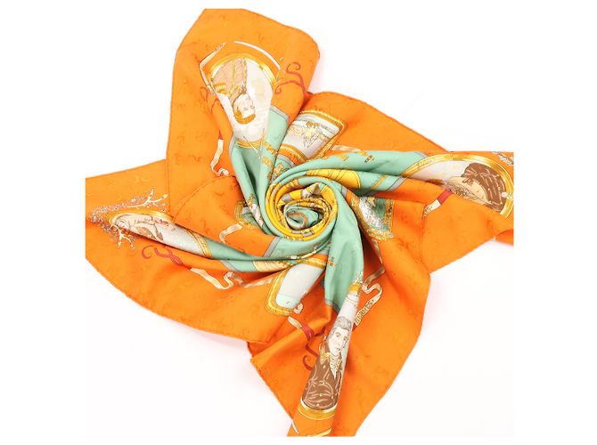Hermès Foulard in seta HERMES "Le Géographe" progettato da Sandra Laroche Rosso - vista 14