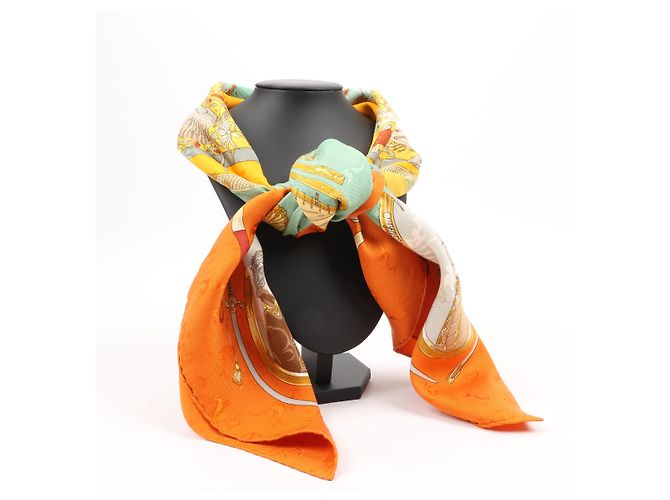 Hermès Foulard in seta HERMES "Le Géographe" progettato da Sandra Laroche Rosso - vista 16