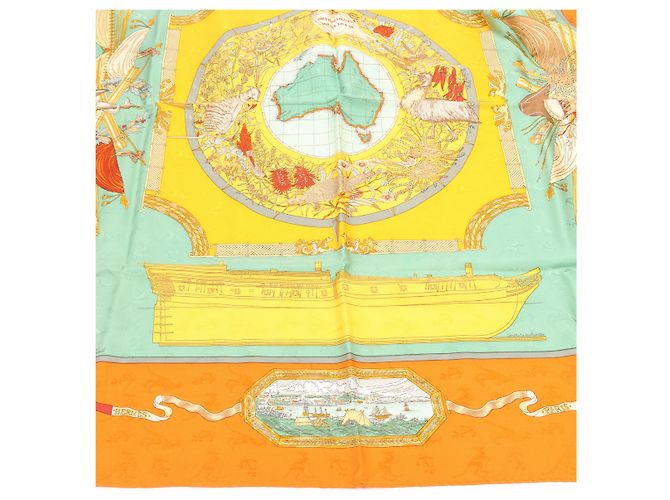 Hermès Foulard in seta HERMES "Le Géographe" progettato da Sandra Laroche Rosso - vista 6