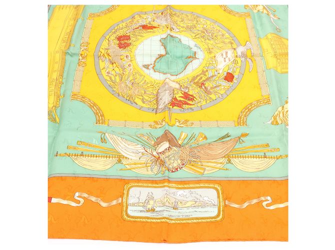 Hermès Foulard in seta HERMES "Le Géographe" progettato da Sandra Laroche Rosso - vista 7
