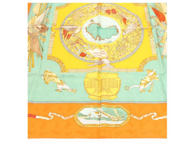 Hermès Foulard in seta HERMES "Le Géographe" progettato da Sandra Laroche Rosso - vista 8