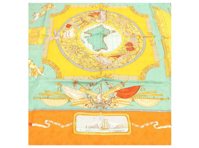 Hermès Foulard in seta HERMES "Le Géographe" progettato da Sandra Laroche Rosso - vista 9