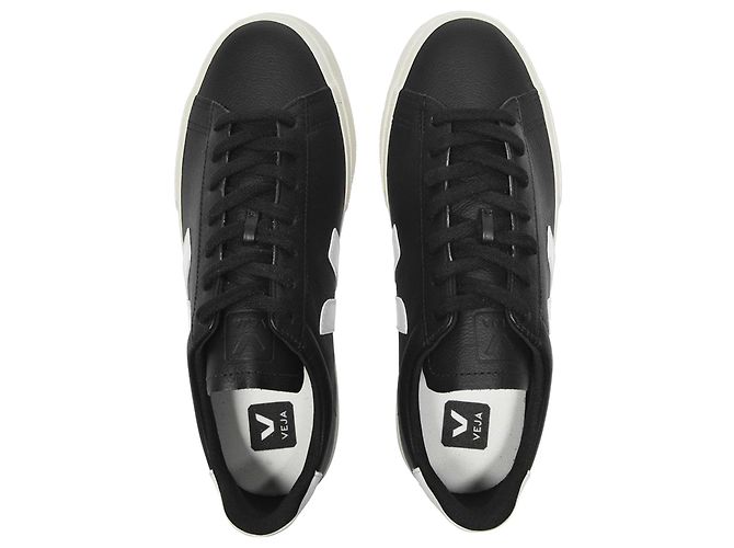 Veja Sneakers Campo in pelle cromata nera e bianca Nero - vista 3