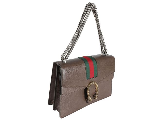 Gucci Marrone Pelle Testurizzata di Vitello Web Medio Dionysus - vista 10